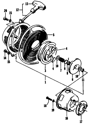 Parts Diagram for Arctic Cat 1991 KITTY CAT SNOWMOBILE RECOIL STARTER