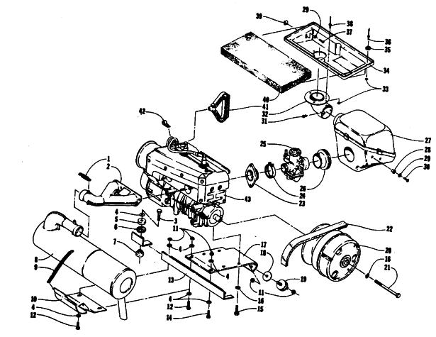 Parts Diagram for Arctic Cat 1985 JAG SNOWMOBILE ENGINE AND RELATED PARTS