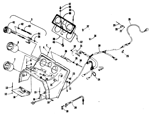 Parts Diagram for Arctic Cat 1985 PANTERA SNOWMOBILE CONSOLE AND WIRING ASSEMBLIES