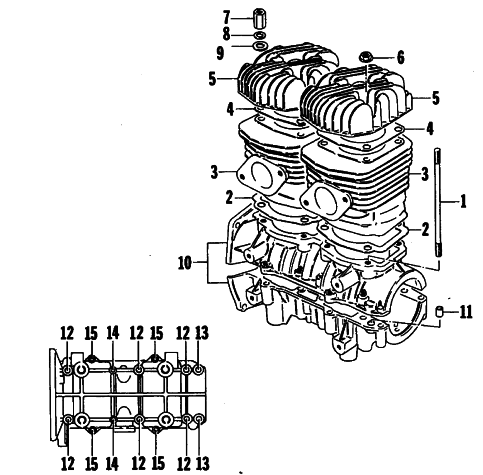Parts Diagram for Arctic Cat 1985 PANTHER SNOWMOBILE CRANKCASE AND CYLINDER