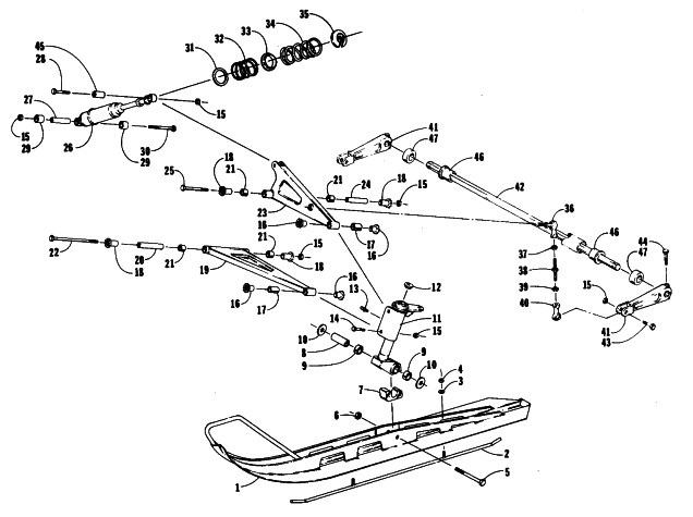 Parts Diagram for Arctic Cat 1985 COUGAR SNOWMOBILE SKI, AND FRONT SUSPENSION