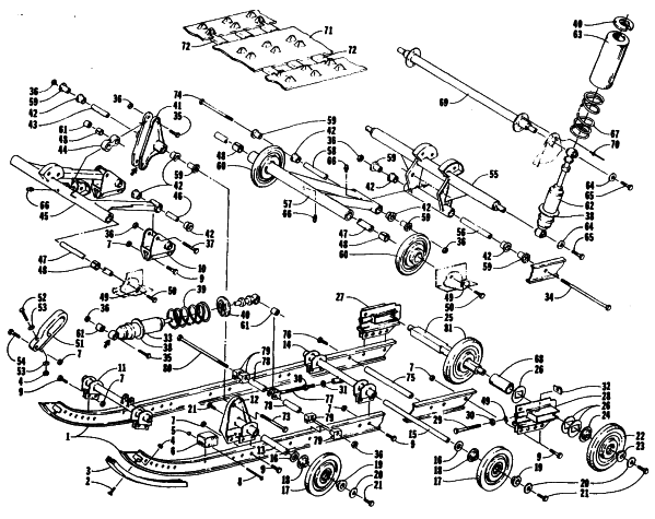 Parts Diagram for Arctic Cat 1985 COUGAR SNOWMOBILE UNDERCARRIAGE AND TRACK