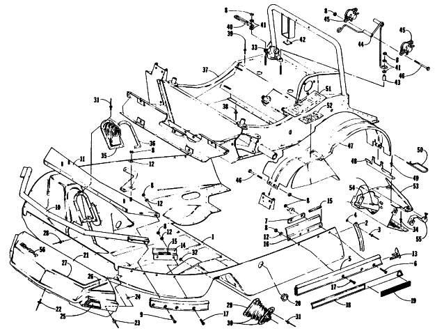 Parts Diagram for Arctic Cat 1985 COUGAR SPECIAL EDITION SNOWMOBILE BELLY PAN AND FRONT FRAME
