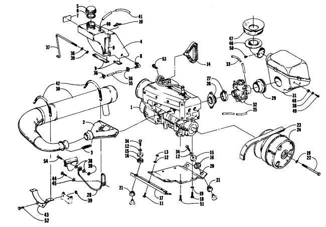 Parts Diagram for Arctic Cat 1985 COUGAR SNOWMOBILE ENGINE AND RELATED PARTS