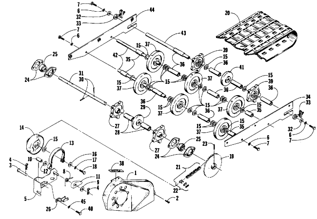 Parts Diagram for Arctic Cat 1989 KITTY CAT (60 F/C) SNOWMOBILE DRIVE, UNDERCARRIAGE AND TRACK