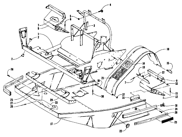 Parts Diagram for Arctic Cat 1986 JAG SNOWMOBILE BELLY PAN AND FRONT FRAME