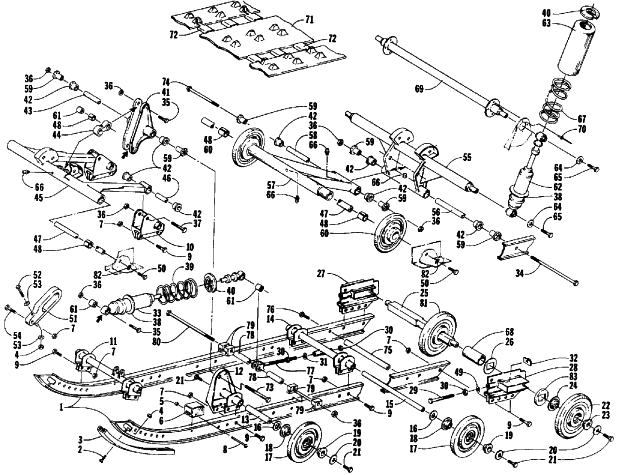 Parts Diagram for Arctic Cat 1986 EL TIGRE SNOWMOBILE UNDERCARRIAGE AND TRACK