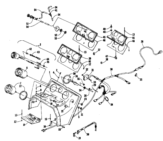Parts Diagram for Arctic Cat 1986 COUGAR SNOWMOBILE CONSOLE AND WIRING ASSEMBLIES