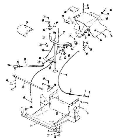 Parts Diagram for Arctic Cat 1987 KITTY CAT SNOWMOBILE STEERING, FRONT FRAME, AND CONSOLE