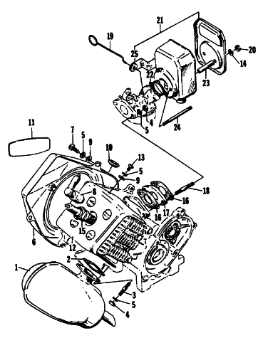 Parts Diagram for Arctic Cat 1988 KITTY CAT (60 F/C) SNOWMOBILE MUFFLER, COWLING AND SILENCER