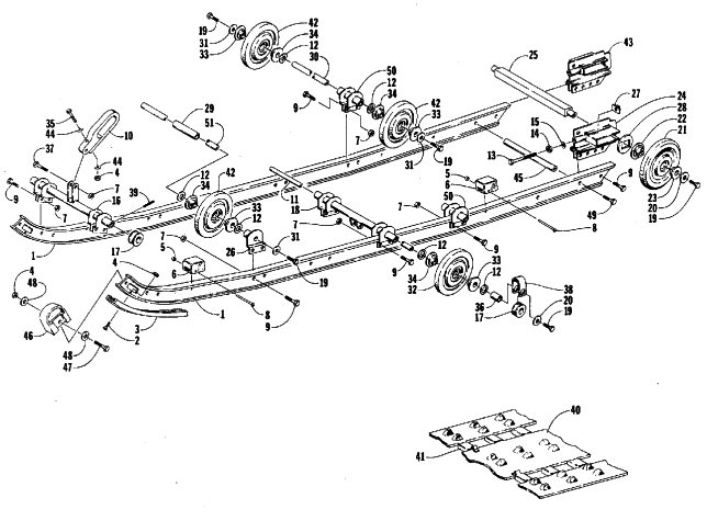 Parts Diagram for Arctic Cat 1987 SUPER JAG SNOWMOBILE SLIDE RAIL AND TRACK ASSEMBLY