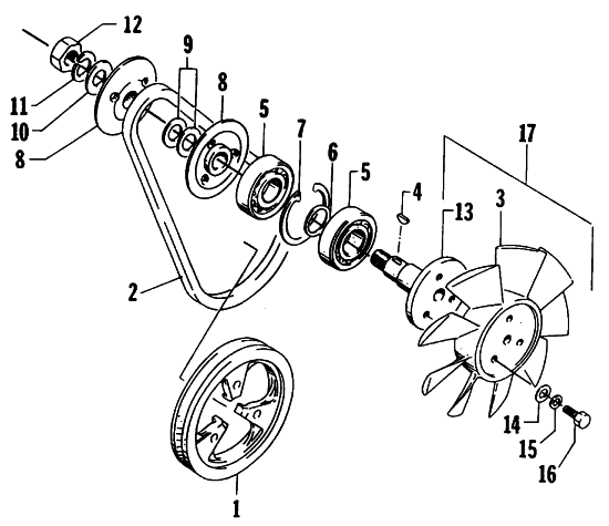 Parts Diagram for Arctic Cat 1990 PANTHER SNOWMOBILE COOLING FAN