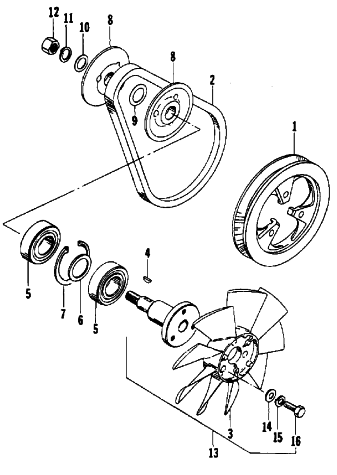 Parts Diagram for Arctic Cat 1988 JAG DELUXE (340 F/C) SNOWMOBILE COOLING FAN