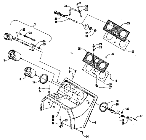 Parts Diagram for Arctic Cat 1987 CHEETAH L/C SNOWMOBILE CONSOLE AND INSTRUMENTS