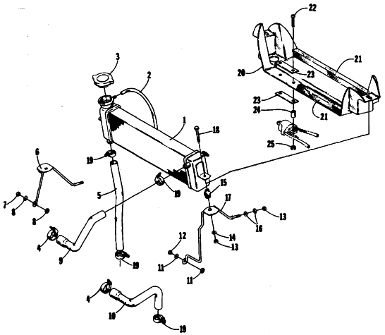 Parts Diagram for Arctic Cat 1987 PANTERA SNOWMOBILE COOLING SYSTEM