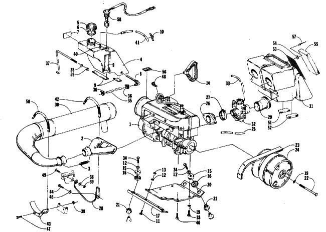 Parts Diagram for Arctic Cat 1987 COUGAR SNOWMOBILE ENGINE AND RELATED PARTS
