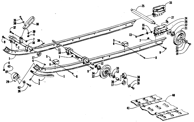 Parts Diagram for Arctic Cat 1987 PANTHER SNOWMOBILE SLIDE RAIL AND TRACK ASSEMBLY