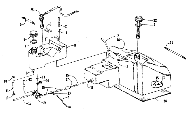 Parts Diagram for Arctic Cat 1988 JAG DELUXE (340 F/C) SNOWMOBILE GAS AND OIL TANK ASSEMBLY