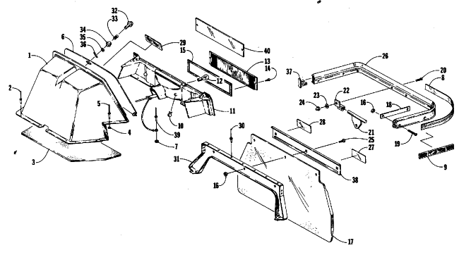 Parts Diagram for Arctic Cat 1987 PANTHER SNOWMOBILE TAILLIGHT, TOOLBOX, REAR BUMPER