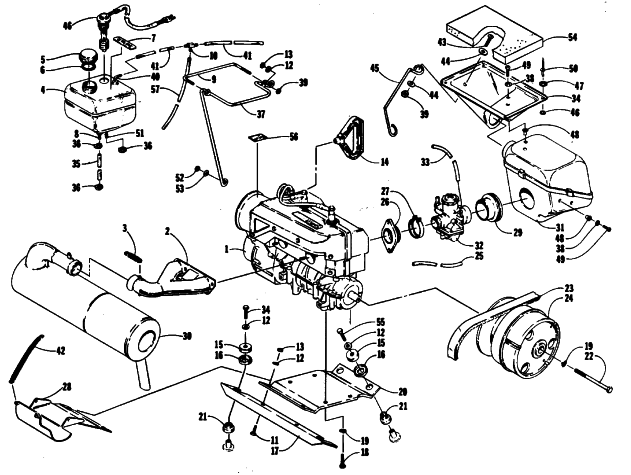 Parts Diagram for Arctic Cat 1987 SUPER JAG SNOWMOBILE ENGINE AND RELATED PARTS