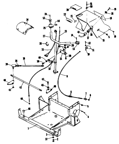 Parts Diagram for Arctic Cat 1989 KITTY CAT (60 F/C) SNOWMOBILE STEERING, FRONT FRAME, AND CONSOLE