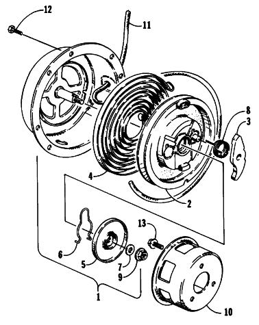 Parts Diagram for Arctic Cat 1990 CHEETAH TOURING SNOWMOBILE RECOIL STARTER