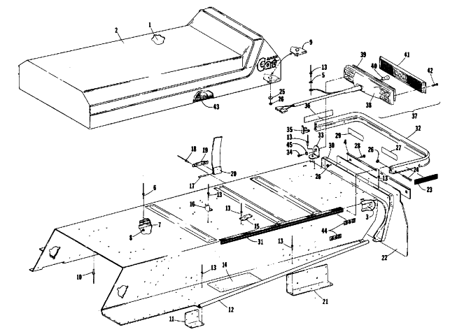 Parts Diagram for Arctic Cat 1988 JAG (340 F/C) SNOWMOBILE BODY, SEAT, TAILLIGHT AND REAR BUMPER