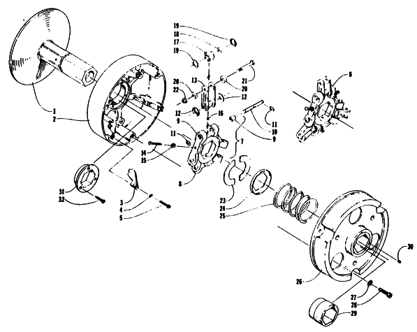 Parts Diagram for Arctic Cat 1993 LYNX DELUXE SNOWMOBILE DRIVE CLUTCH