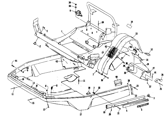 Parts Diagram for Arctic Cat 1988 PANTHER (F/C) SNOWMOBILE BELLY PAN AND FRONT FRAME