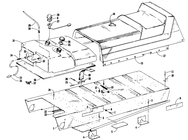 Parts Diagram for Arctic Cat 1988 PANTHER (F/C) SNOWMOBILE BODY, SEAT, AND GAS TANK