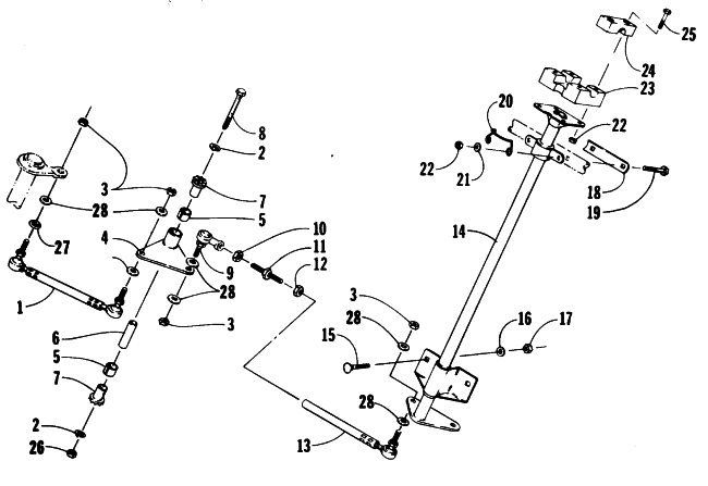 Parts Diagram for Arctic Cat 1988 CHEETAH (530 L/C) SNOWMOBILE TIE ROD/STEERING POST ASSEMBLY