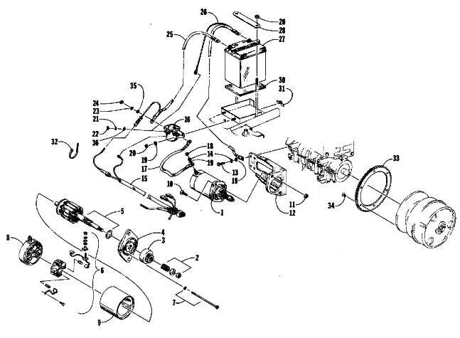 Parts Diagram for Arctic Cat 1988 JAG DELUXE (340 F/C) SNOWMOBILE ELECTRIC START ASSEMBLY