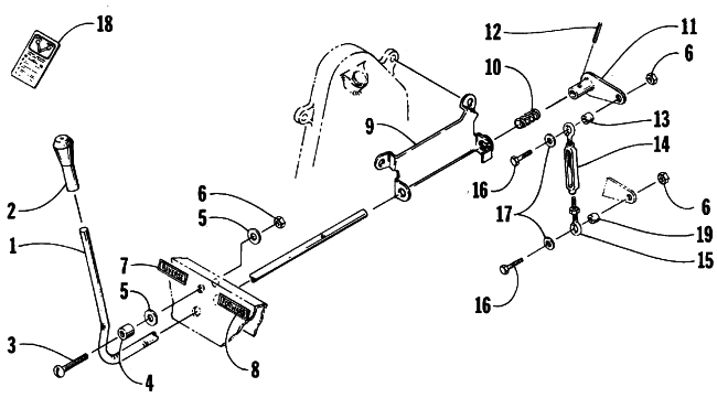 Parts Diagram for Arctic Cat 1988 JAG DELUXE (340 F/C) SNOWMOBILE REVERSE SHIFT LEVER ASSEMBLY