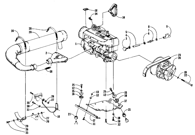 Parts Diagram for Arctic Cat 1988 CHEETAH TOURING (500 F/C) SNOWMOBILE ENGINE AND RELATED PARTS