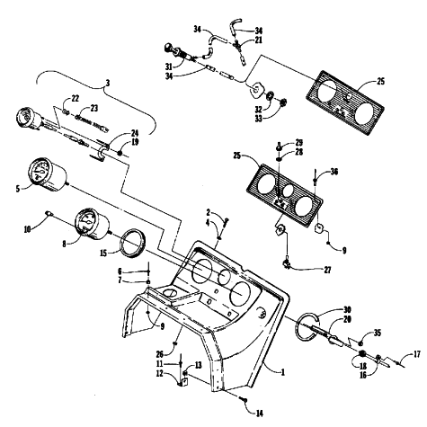 Parts Diagram for Arctic Cat 1988 CHEETAH TOURING (500 F/C) SNOWMOBILE CONSOLE AND INSTRUMENTS