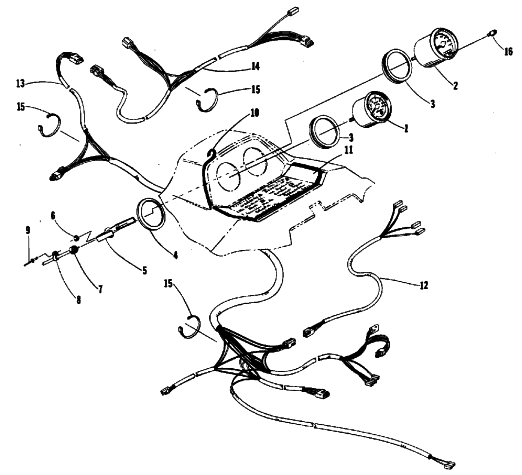 Parts Diagram for Arctic Cat 1988 WILDCAT 650 (650 L/C) SNOWMOBILE INSTRUMENTS, CONSOLE, AND WIRING ASSEMBLIES