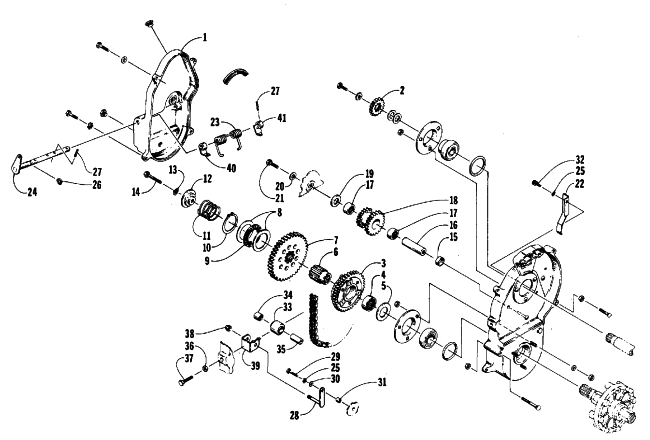 Parts Diagram for Arctic Cat 1988 JAG DELUXE (340 F/C) SNOWMOBILE DRIVE/REVERSE DROPCASE ASSEMBLY