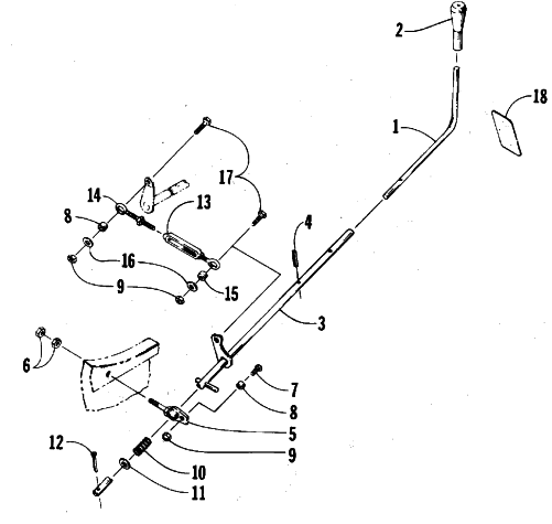 Parts Diagram for Arctic Cat 1988 PANTHER (F/C) SNOWMOBILE REVERSE SHIFT LEVER ASSEMBLY