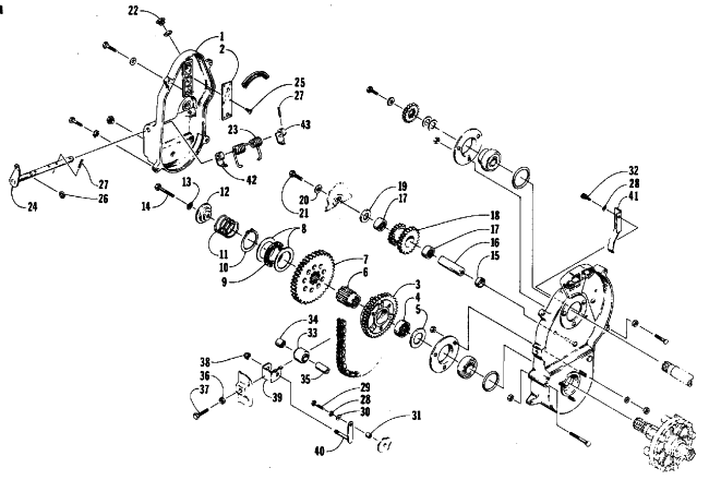 Parts Diagram for Arctic Cat 1988 COUGAR (500 F/C) SNOWMOBILE DRIVE/REVERSE DROPCASE ASSEMBLY