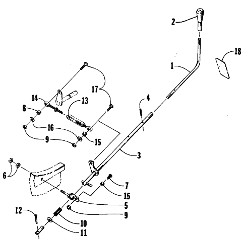 Parts Diagram for Arctic Cat 1988 COUGAR (500 F/C) SNOWMOBILE REVERSE SHIFT LEVER ASSEMBLY