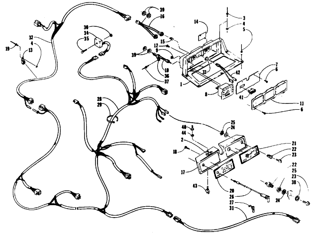 Parts Diagram for Arctic Cat 1989 JAG 340 SNOWMOBILE CONSOLE AND WIRING ASSEMBLIES