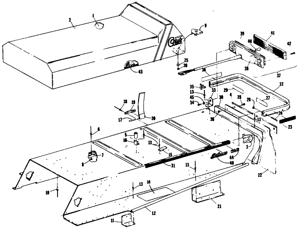 Parts Diagram for Arctic Cat 1989 JAG 340 DELUXE SNOWMOBILE BODY, SEAT, TAILLIGHT AND REAR BUMPER