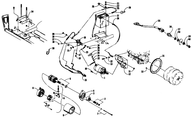 Parts Diagram for Arctic Cat 1990 JAG SNOWMOBILE ELECTRIC START ASSEMBLY