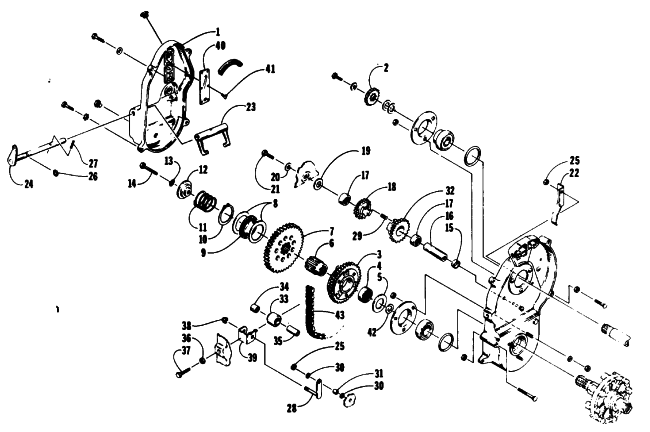 Parts Diagram for Arctic Cat 1989 COUGAR SNOWMOBILE DRIVE/REVERSE DROPCASE ASSEMBLY