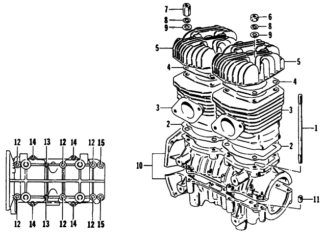Parts Diagram for Arctic Cat 1989 PANTHER (440 F/C) SNOWMOBILE CRANKCASE AND CYLINDER