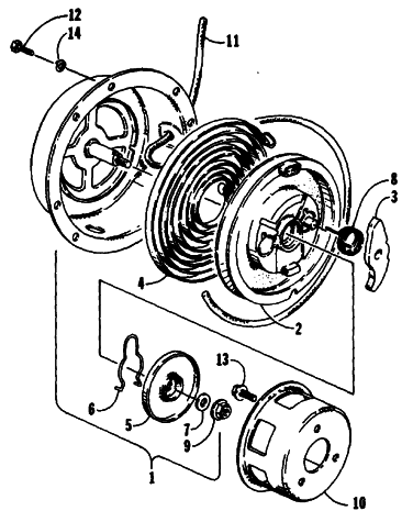 Parts Diagram for Arctic Cat 1989 PANTHER (440 F/C) SNOWMOBILE RECOIL STARTER