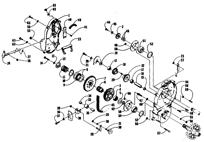 Parts Diagram for Arctic Cat 1989 CHEETAH TOURING SNOWMOBILE DRIVE/REVERSE DROPCASE ASSEMBLY