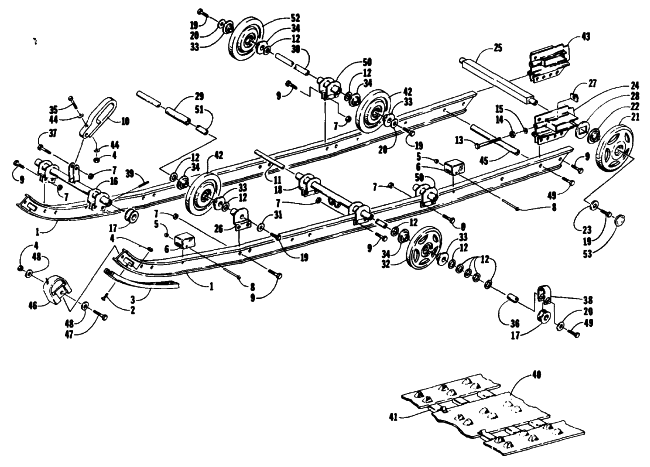 Parts Diagram for Arctic Cat 1989 CHEETAH TOURING SNOWMOBILE SLIDE RAIL AND TRACK ASSEMBLY