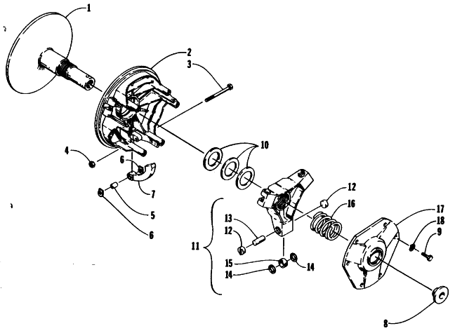 Parts Diagram for Arctic Cat 1989 PANTHER (440 F/C) SNOWMOBILE DRIVE CLUTCH
