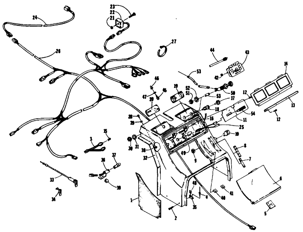 Parts Diagram for Arctic Cat 1989 SUPER JAG SNOWMOBILE CONSOLE AND WIRING ASSEMBLIES